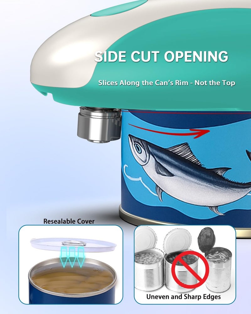 CircleJoy Rechargeable Electric Can Opener, One-Touch Automatic Can Opening with Lid Remover & Smooth Edge Cutting, Food-Safe, Easy to Use for Seniors and Arthritis, Green - Image 2