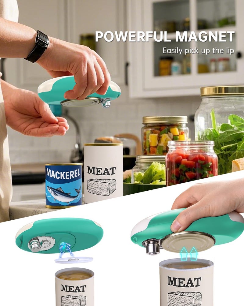 CircleJoy Rechargeable Electric Can Opener, One-Touch Automatic Can Opening with Lid Remover & Smooth Edge Cutting, Food-Safe, Easy to Use for Seniors and Arthritis, Green - Image 4