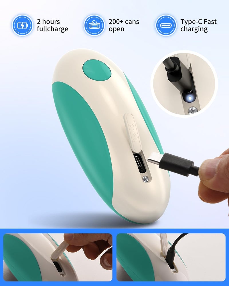 CircleJoy Rechargeable Electric Can Opener, One-Touch Automatic Can Opening with Lid Remover & Smooth Edge Cutting, Food-Safe, Easy to Use for Seniors and Arthritis, Green - Image 3