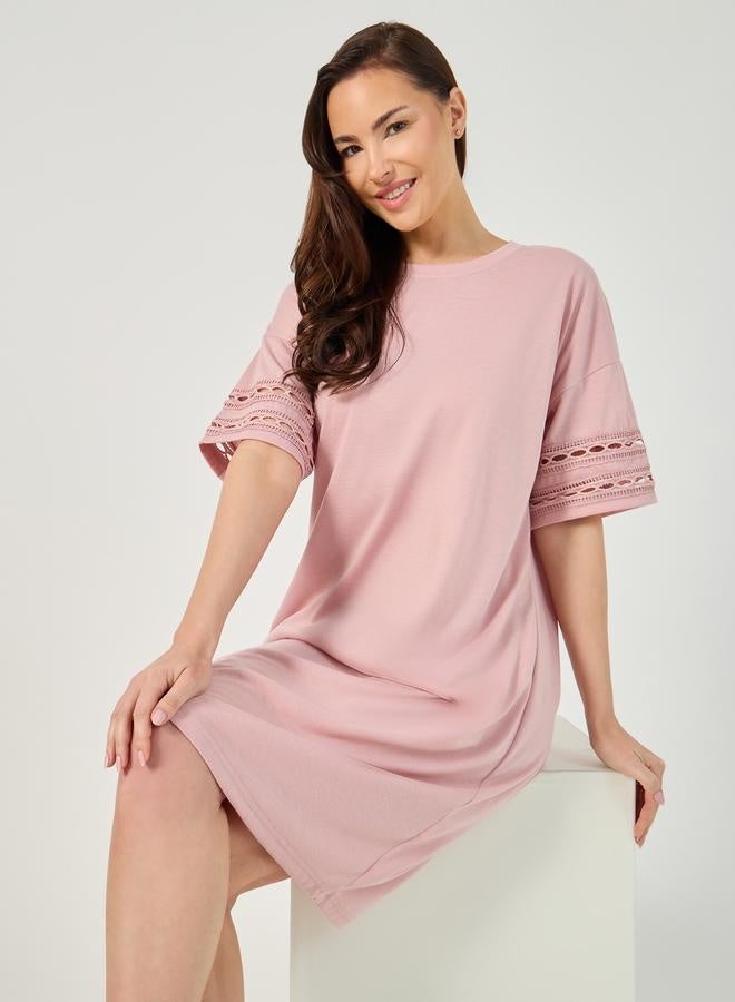 Styli Lace Sleeve T-Shirt Dress - Image 1