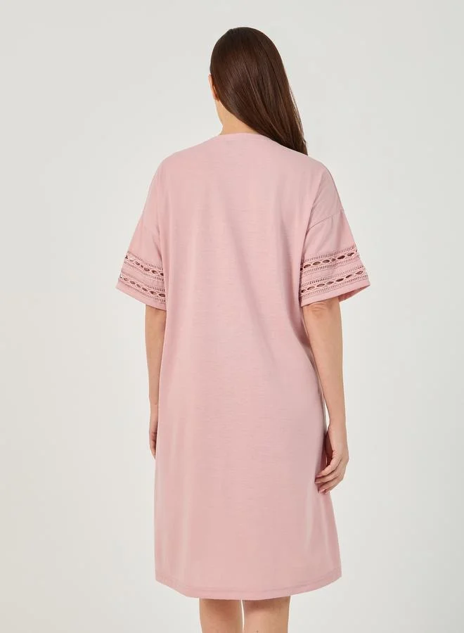Styli Lace Sleeve T-Shirt Dress
