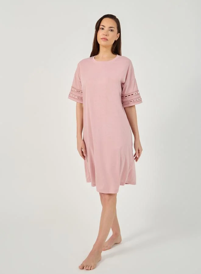 Styli Lace Sleeve T-Shirt Dress