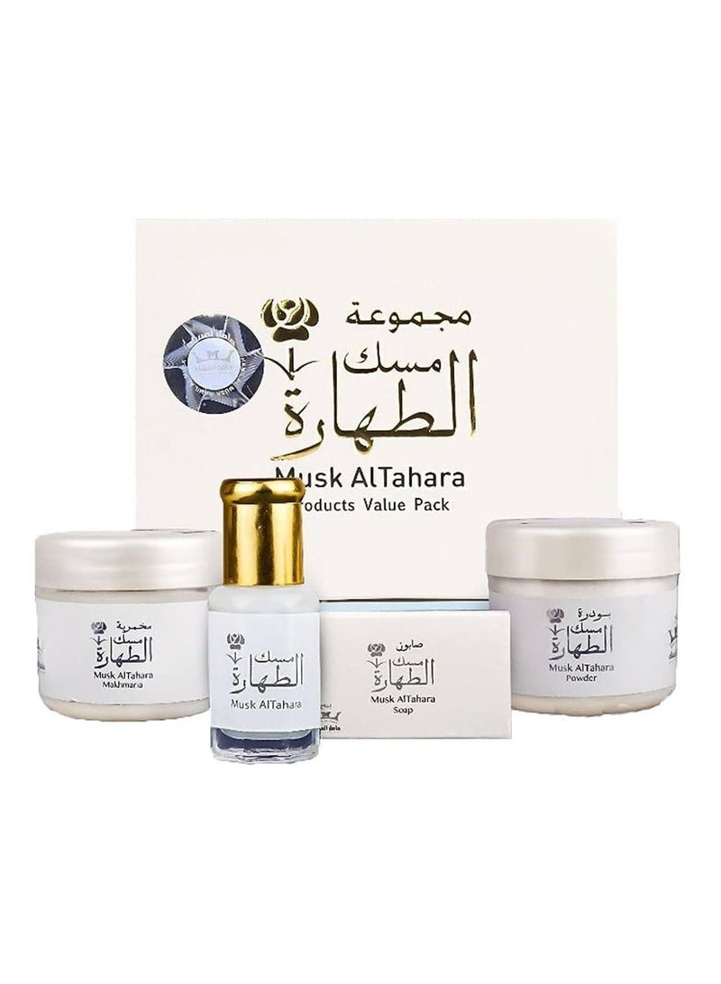 Hamil Al Musk Musk Al Tahara AlTahara Set, White Musk Oil, Cream, Powder, Soap