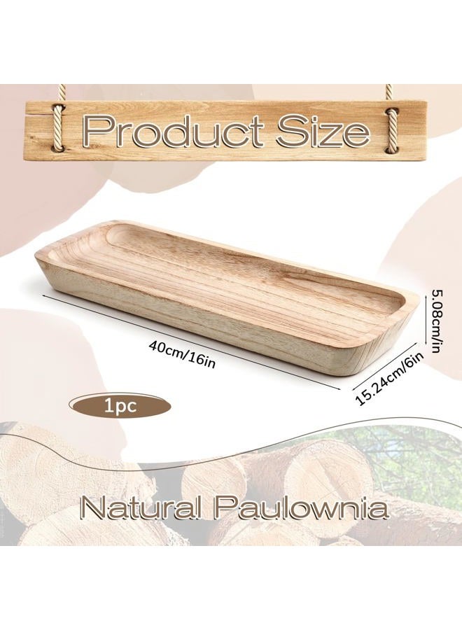 Xosjska Wooden Dough Bowls Decorative, Large Long Wooden Centerpiece Table Decorations, Narrow Wood Tray, for Table Centerpiece Decor, Home Decor - Image 2