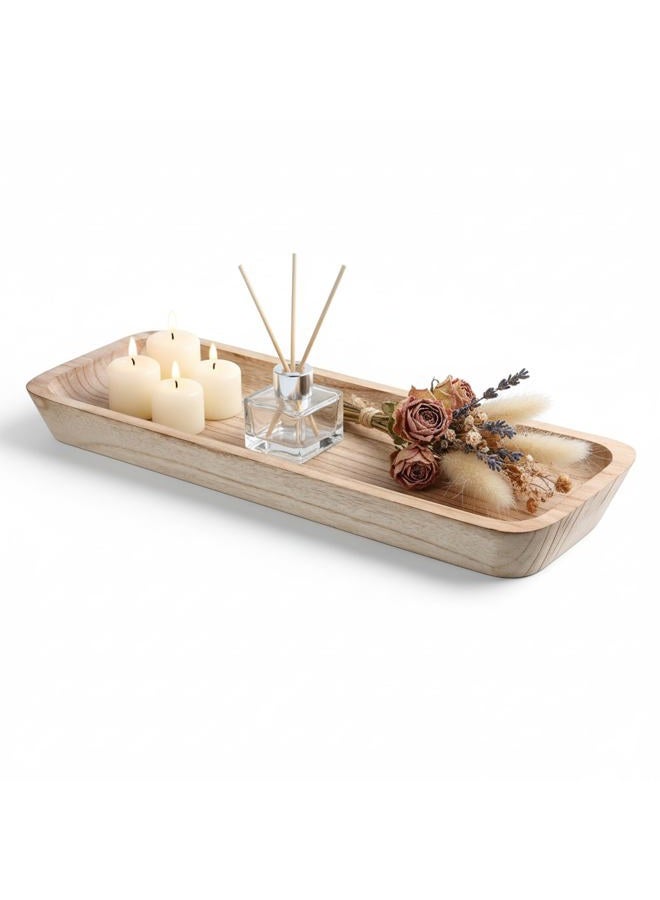 Xosjska Wooden Dough Bowls Decorative, Large Long Wooden Centerpiece Table Decorations, Narrow Wood Tray, for Table Centerpiece Decor, Home Decor - Image 1