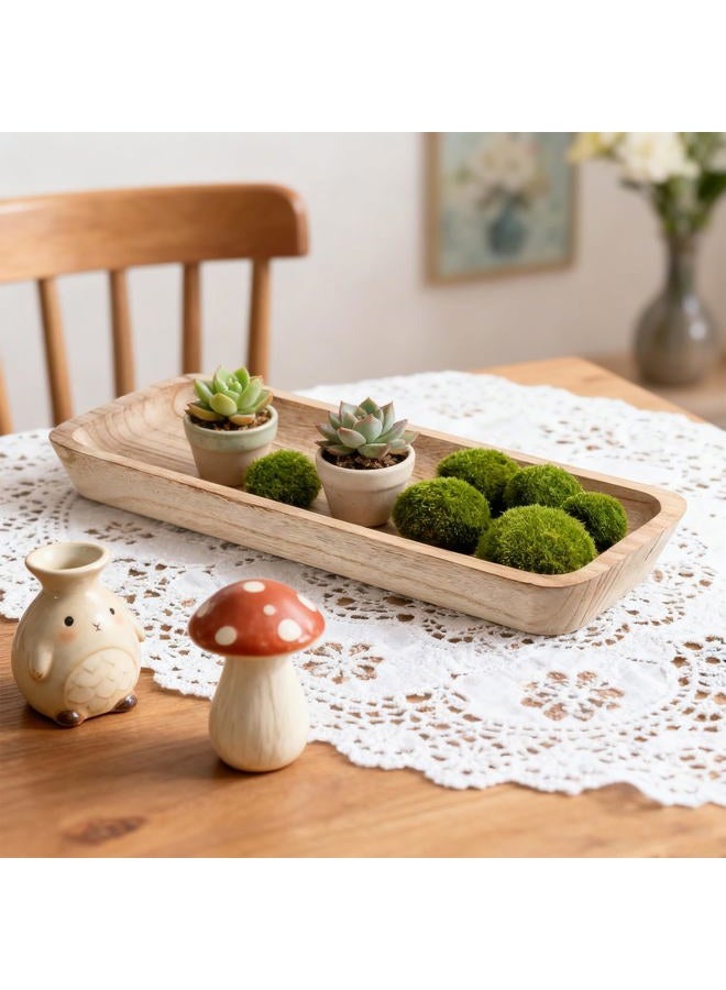 Xosjska Wooden Dough Bowls Decorative, Large Long Wooden Centerpiece Table Decorations, Narrow Wood Tray, for Table Centerpiece Decor, Home Decor - Image 4