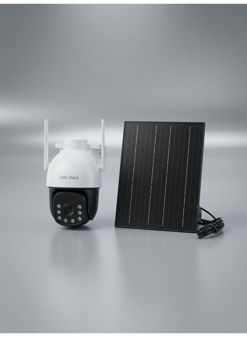 GEEK SPACE HD Outdoor Solar Security Camera with 5G WiFi, Dual Antennas, AI Motion Detection, Color Night Vision, Two-Way Audio, IP66 Waterproof, Remote Monitoring, Rechargeable Battery, Wireless CCTV Camera - Image 1
