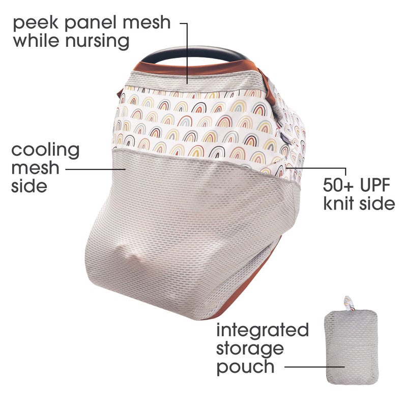 Boppy 4 and More Multi-use Cover, Spice Rainbow Arches, Quick-Dry UPF 50+ Knit and Breathable Mesh, Versatile for Car Seat Canopy, Nursing Cover, Infant Strollers, Shopping Carts, Highchairs and More - Image 2