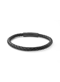 Riblor Fabio Leather Bracelet Textured Clasp Black And Black  - Image 2