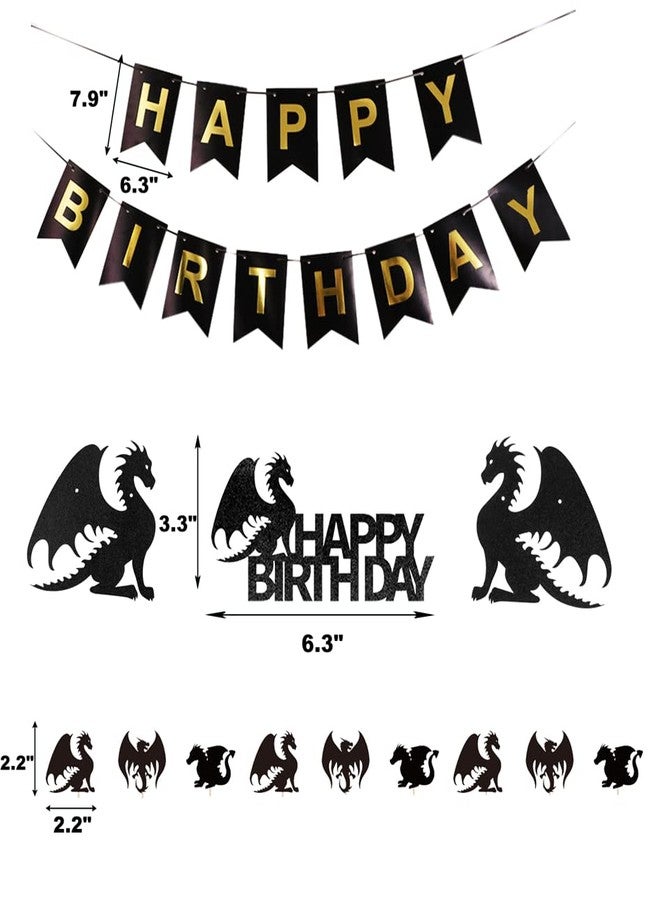 PUGED Dragon Birthday Party Decorations Dungeons and Dragons Theme Fantasy Party Supplies Including Dragon Cake Decoration and Toppers, Dragon Balloon Garland and Birthday Banner - Image 2