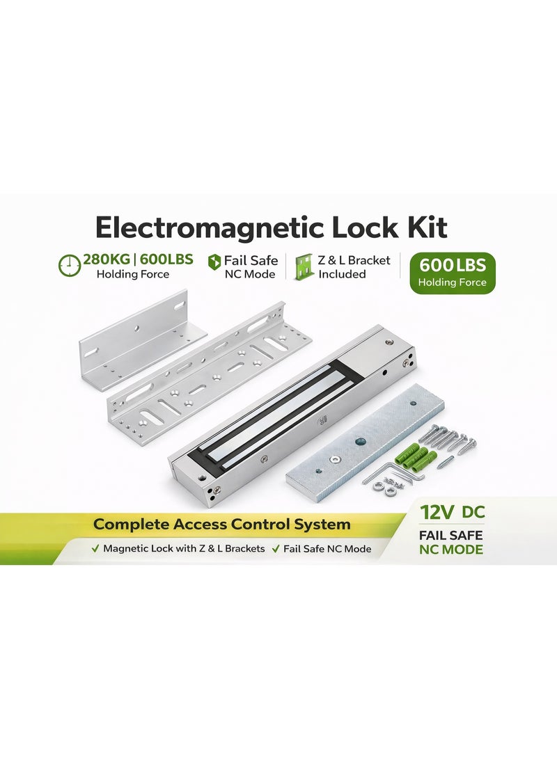 general 280KG Magnetic Door Lock Kit with Z & L Bracket | 12V Fail Safe NC | 600LBS Holding Force | Access Control System | UAE - Image 1