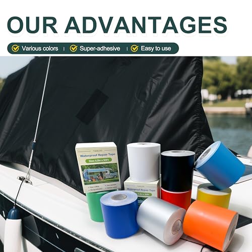 TIANLDD Waterproof Repair Tape for Fabric,RV Awning,Boat Covers,Tents,Tarp,Heavy Duty Outdoor Repair Patch - 3.3IN x 30FT（Transparent） - Image 4