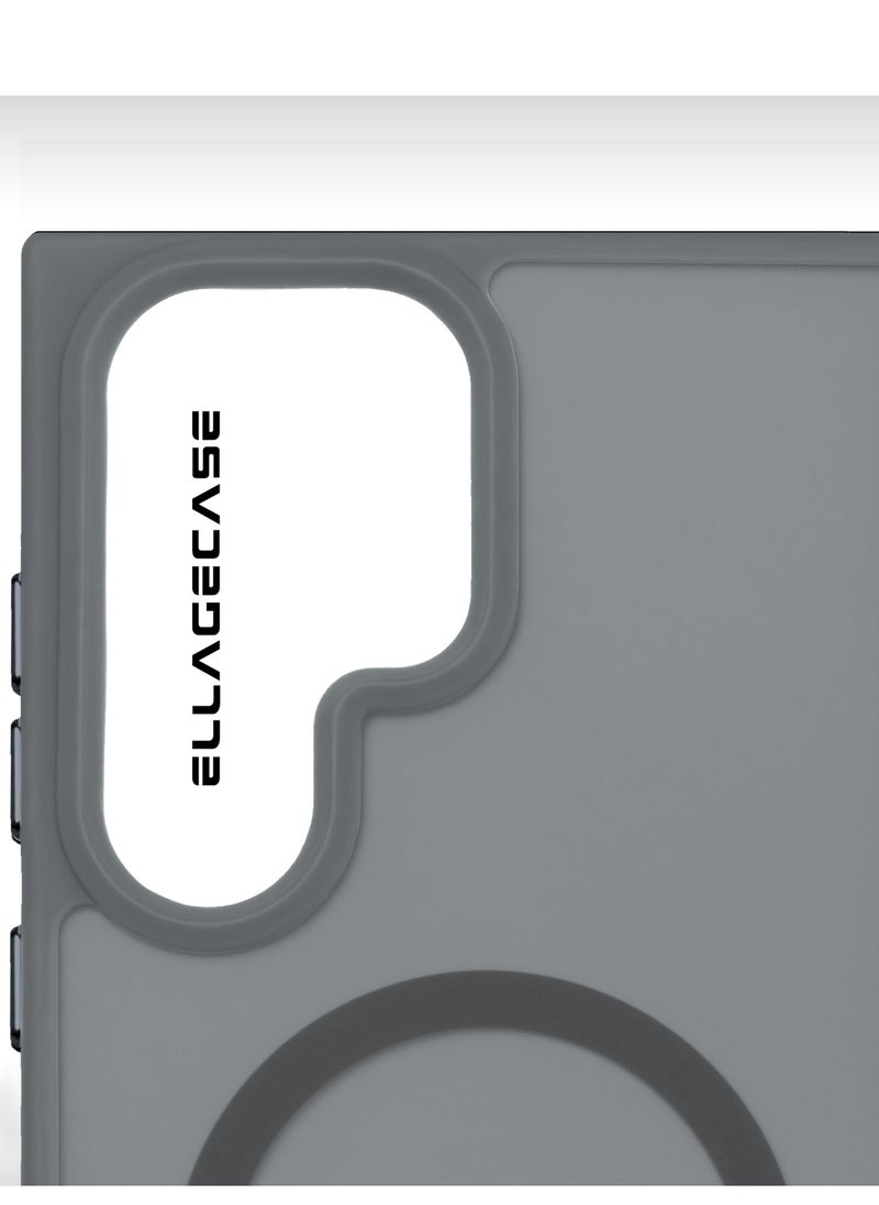 ELLAGECASE - Grey Stylish Case for Samsung Galaxy S23 Ultra, Solid Camera Protection, Shockproof, Enhanced Protection, Compatible with MagSafe and Wireless Charging - Image 1