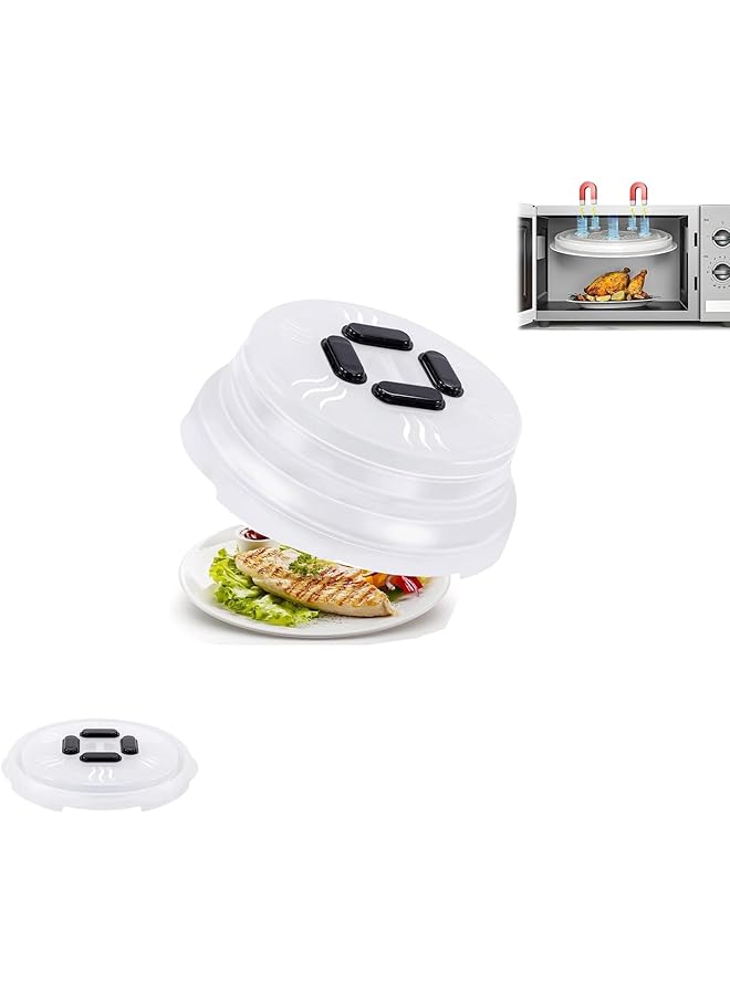 Magnetic Microwave Collapsible Cover For Food, Microwave Splatter Cover, Plate, Dish, Oven Cooking Anti Splatter Guard Lid With Steam Vents - Image 1