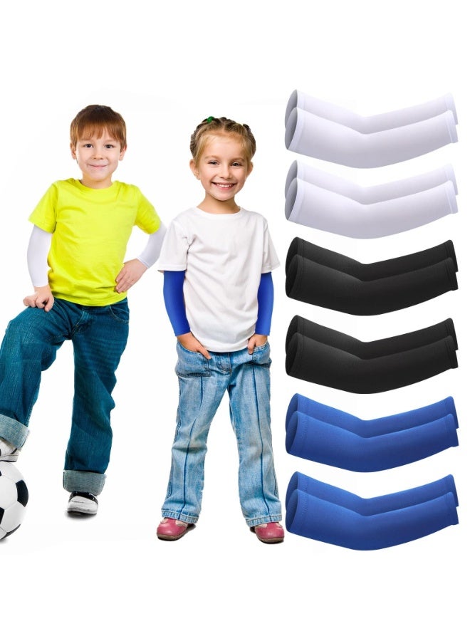 6 Pairs Kids Cooling Arm Sleeves Sun Protection Compression Arm Sleeves Unisex, Men and Women, Cooling Athletic Sports Sleeve for Football, Golf & Volleyball, Water Sport, Outdoor Activities - Image 1