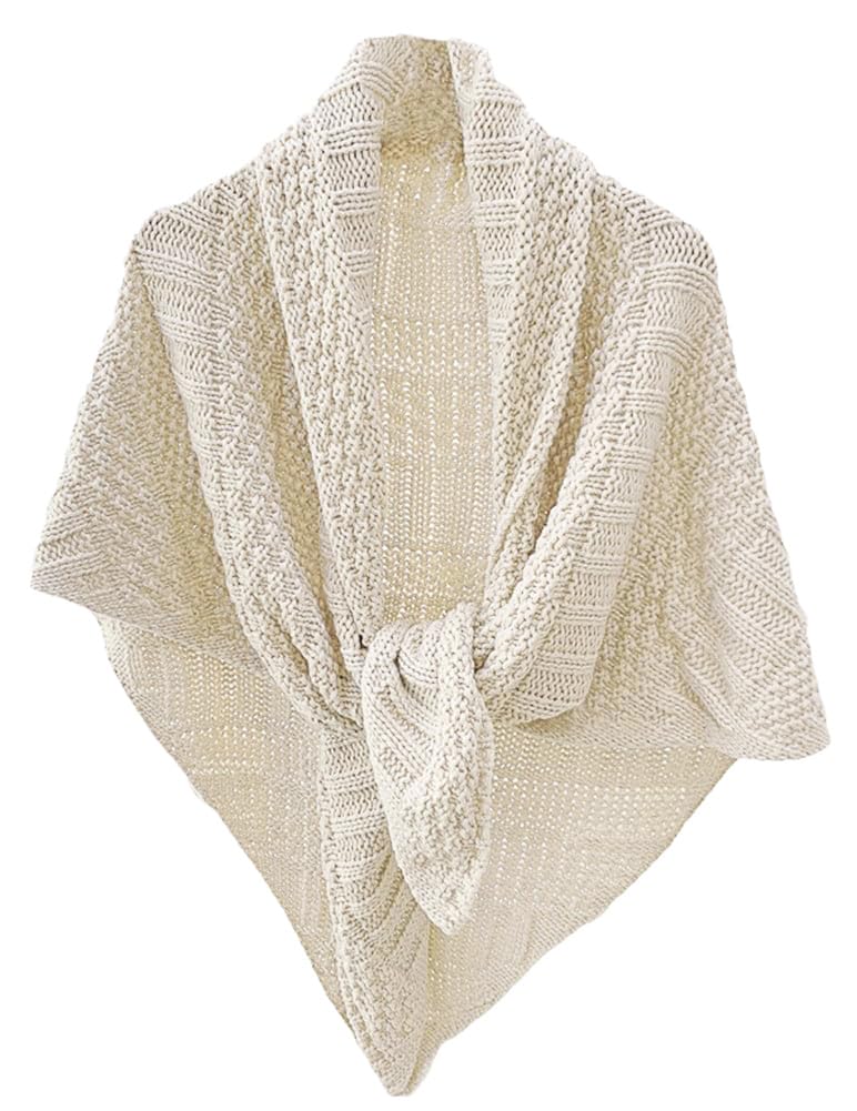 Pocadri Women's Triangle Knotted Shawl Wraps Casual Knitted Sweater Scarf Retro Cardigan Cape Travel Stoles Shoulder Tops - Image 1