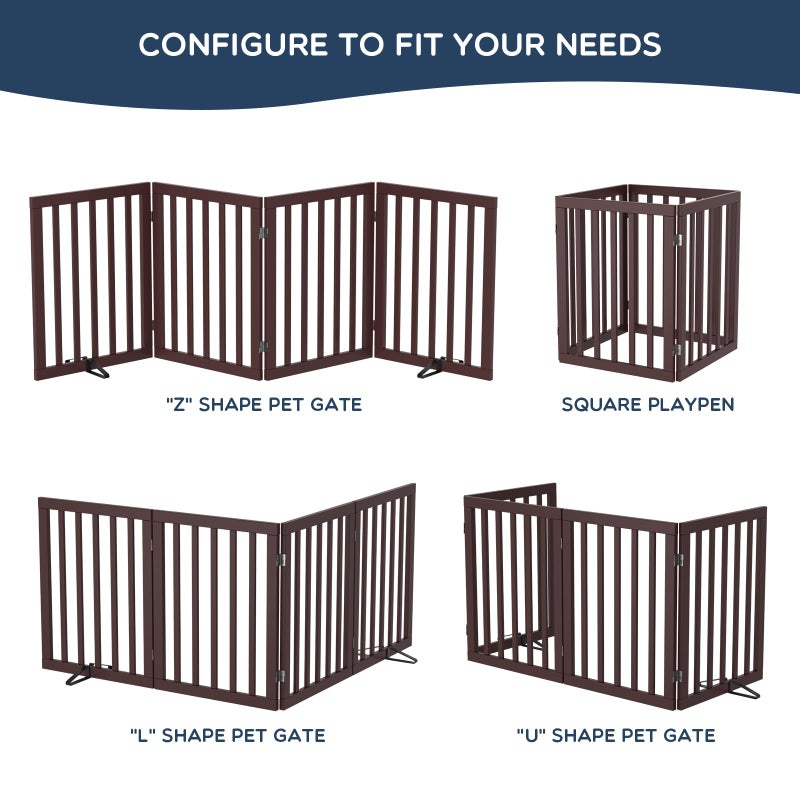 Homykic Bamboo Freestanding Dog Gate, No Assembly Pet Gate Indoor, 24â€H x 75â€W Extra Wide Foldable Puppy Fence with Support Feet for The House, Doorways Stairs, 4 Panels, No Drilling, Espresso - Image 5