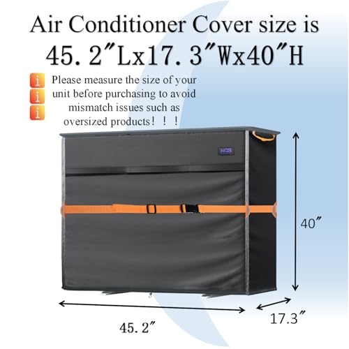 NGB Mini Split Air Conditioner Cover for Outside Units600D Waterproof Air Conditioner Mini Split CoverOutdoor Rectangular Air Conditioner Covers for AC Units Fits up to 452L x 173W x 40H - Image 3