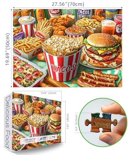 Blueforest Super Delicious Tacos Food 1000 Piece Puzzles for Adults Challenge Art Clearance Jigsaw Puzzles for Gifts Birthday Party Game Family 275 197 Inch Dust Free Puzzle - Image 5