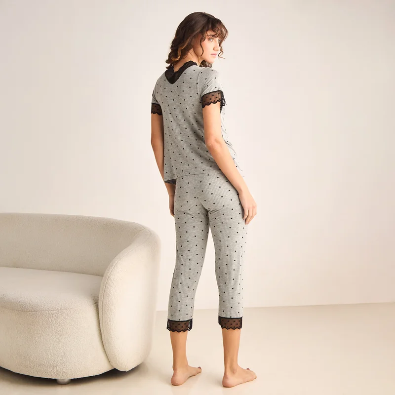 سبلاش فيڤ Polka Dot Lace Top and Pyjama Set