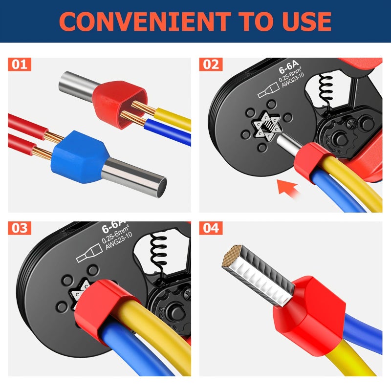 200 قطعة من مجموعة تجعيد الأطراف المزدوجة السلكية، 22-8 AWG، 0.5-10 مم²، موصل طرفي مزدوج من نوع بوتليس، طرف سلك معزول بنهاية دبوسية، تشكيلة TE0508 وTE7508. - Image 1