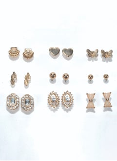 Assorted Metallic Set of 9 Earrings