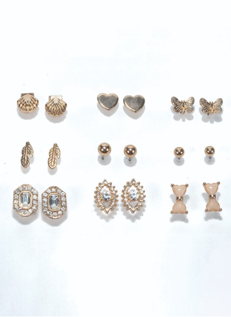 AMICA - Assorted Metallic Set of 9 Earrings - Image 1