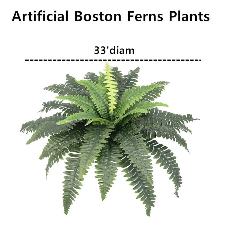 Galebeiren Artificial Ferns for Outdoors, Set of 2 Bouquets 33" Diam Large Fake Ferns Faux Boston Fern Bush Plant for Indoors Home Garden Porch Windowsill Entrance Farmhouse Decor Arrangement - Image 2