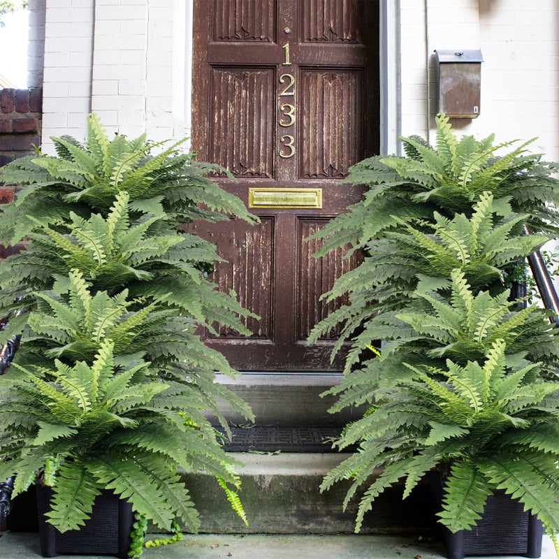 Galebeiren Artificial Ferns for Outdoors, Set of 2 Bouquets 33" Diam Large Fake Ferns Faux Boston Fern Bush Plant for Indoors Home Garden Porch Windowsill Entrance Farmhouse Decor Arrangement - Image 4