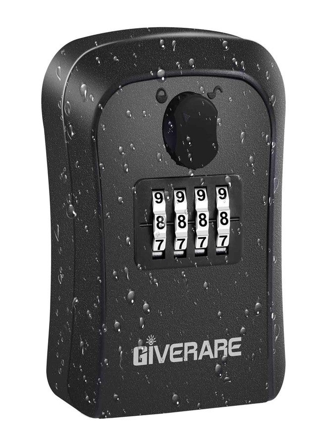 GIVERARE Lock Box, 4 Digits Combination Lockbox, Waterproof Outdoor Key Hider for House Key Storage Wall Mount Outside, Resettable Code Safe Security Password Boxes with Mounting Kit-Black - Image 1