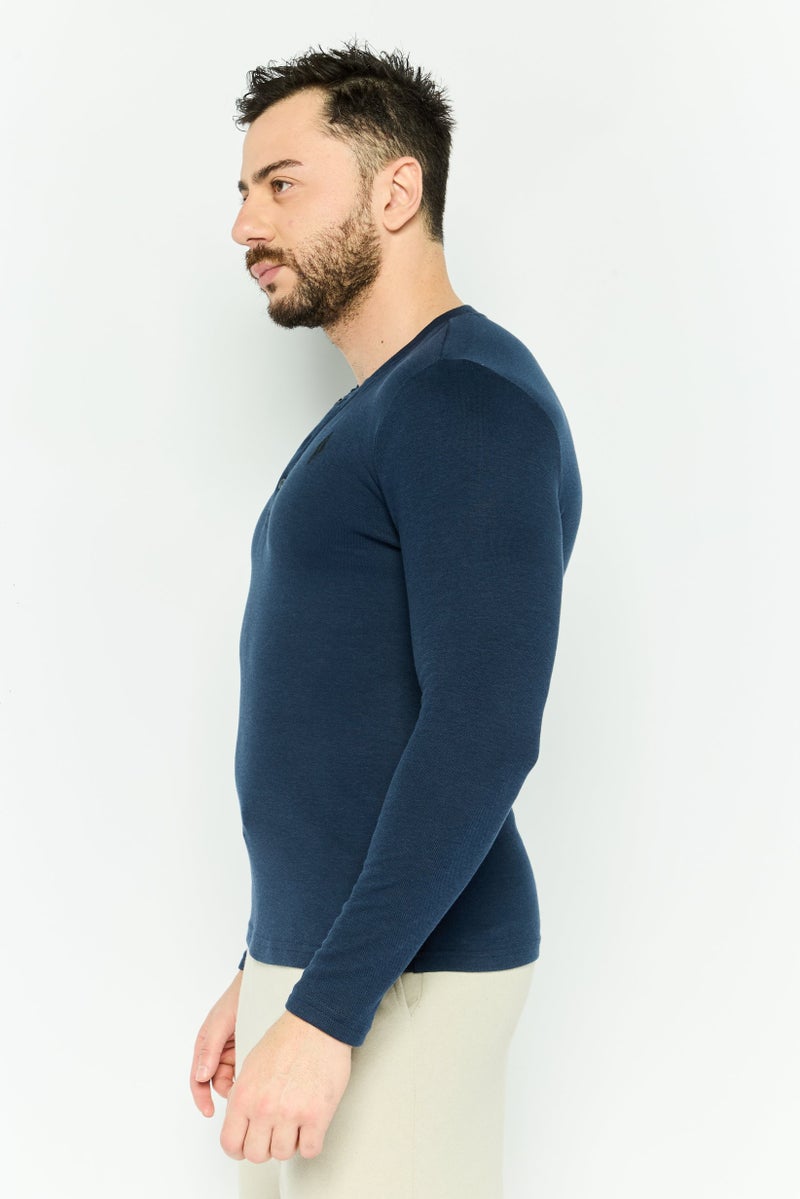 SKECHERS Men Sportswear Fit Long Sleeves Embroidered Outdoor T-Shirt, Navy  - Image 3