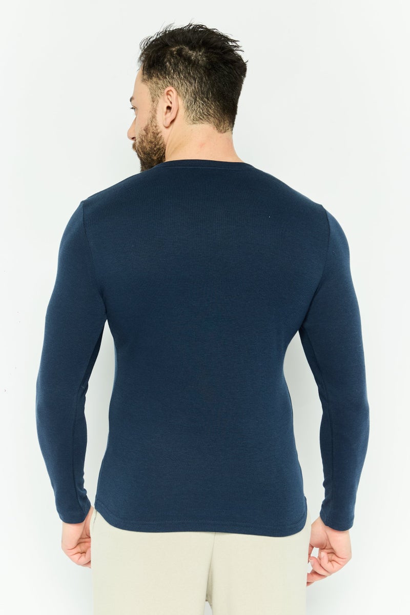 SKECHERS Men Sportswear Fit Long Sleeves Embroidered Outdoor T-Shirt, Navy  - Image 4