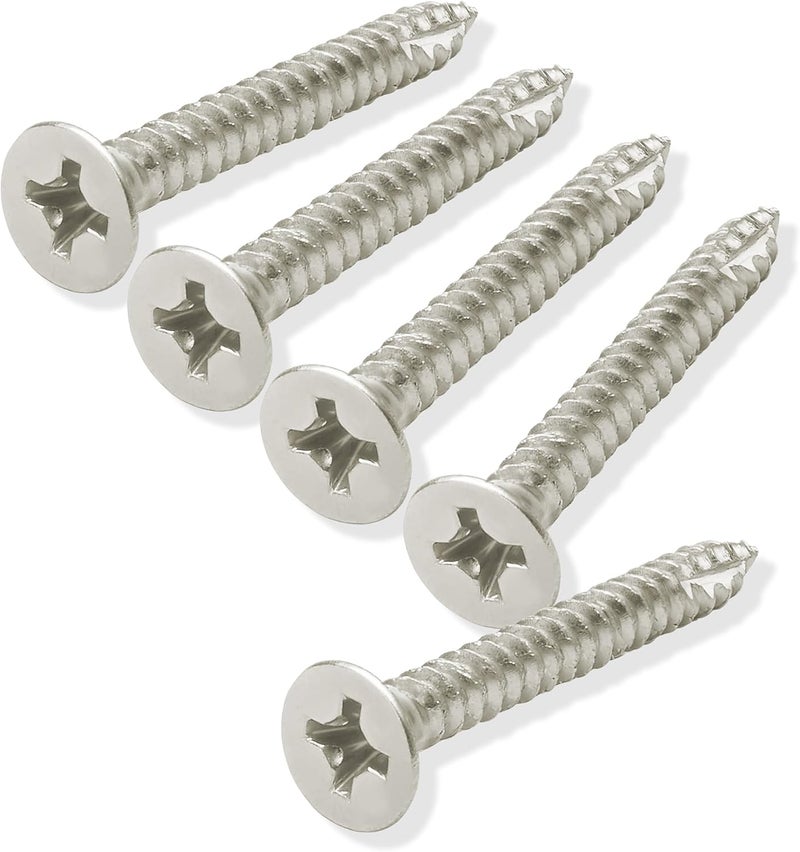 CAULDHAM Store Satin Nickel Wood Screws #9 x 1-1/2 Inch for Door Hinges - 25 Pack - Image 1
