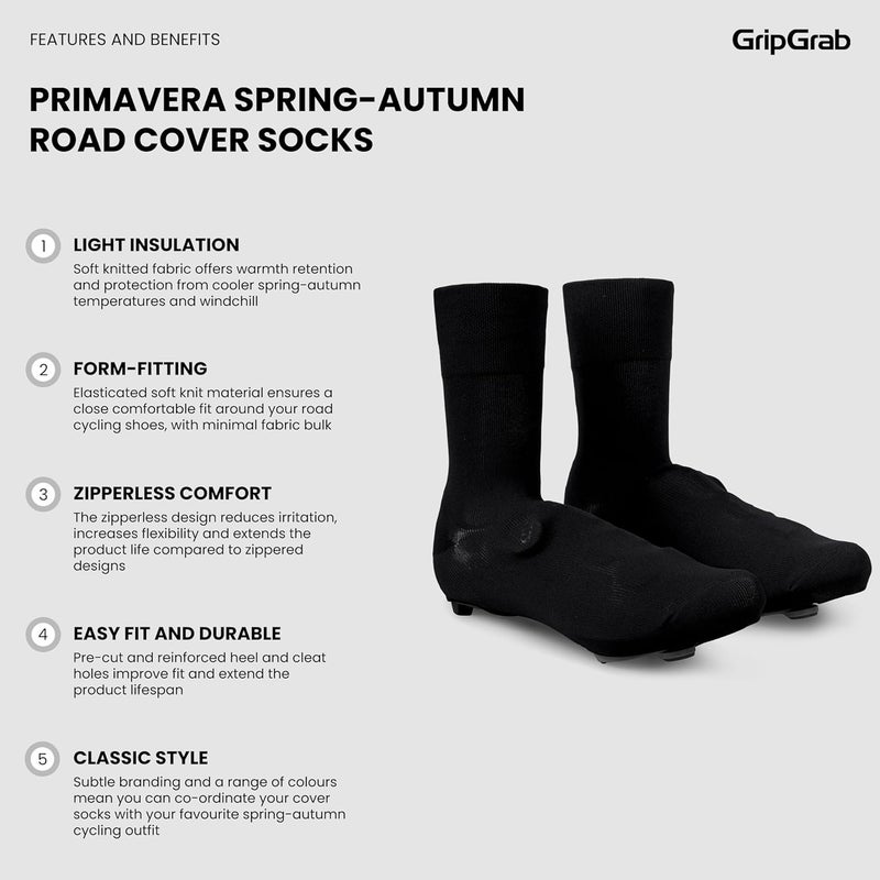 GripGrab Primavera Road Bike Spring Fall Cover Socks Aero Knitted Cycling Overshoes Belgian Booties Road Bike Shoe Covers - Image 2