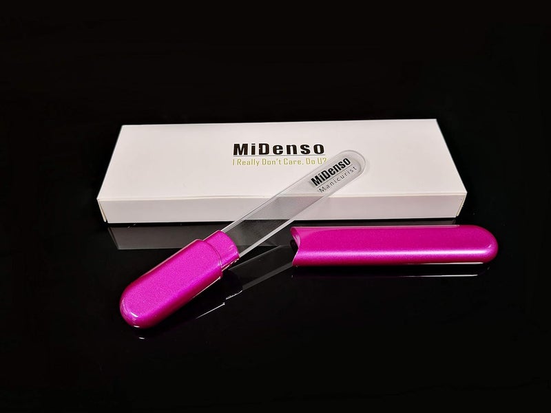 MiDenso Premium Glass Nail File with Case, Crystal Diamond Salon Best Beauty Nail Buffer for Natural and Acrylic Nails Christmas Gift for Woman and Man,Rose Red - Image 2