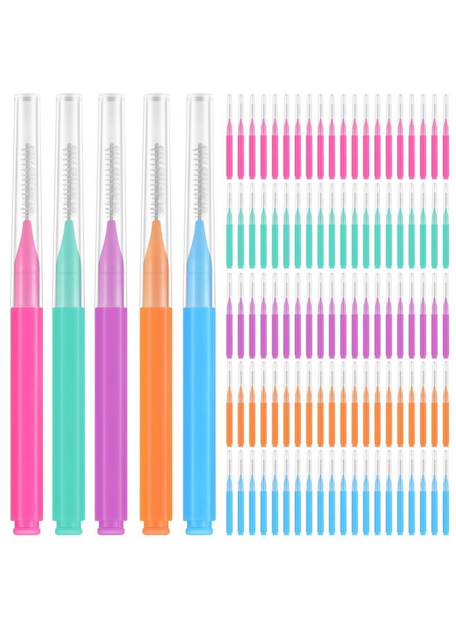 Healeved 100Pcs Interdental Brush Braces Flossers Braces Brush For Cleaner Tooth Flossing Head Oral Flosser Portable Interdental Brushes Between Teeth (5Colors)  - Image 1
