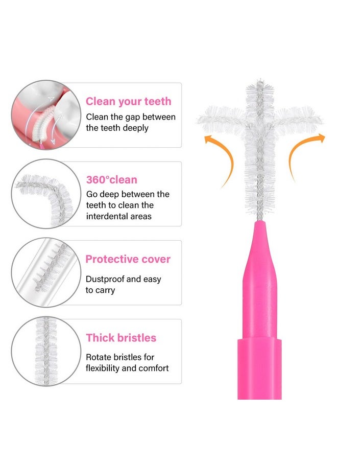 Healeved 100Pcs Interdental Brush Braces Flossers Braces Brush For Cleaner Tooth Flossing Head Oral Flosser Portable Interdental Brushes Between Teeth (5Colors)  - Image 3