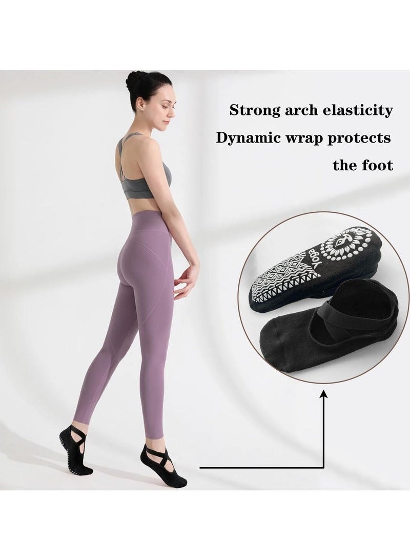BAEKO 3 Pairs Yoga Socks，Non-Slip Cotton Socks for Pilates Pure Barre Ballet Dance Socks Barefoot Workout Socks（Pink，Black，Grey） - Image 4
