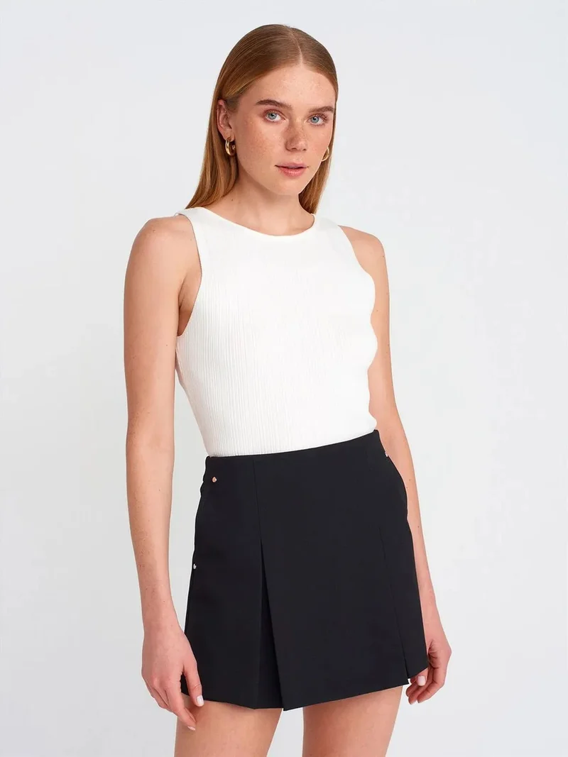 ديلفين DILVIN Sleeveless Ribbed Boat Neck Sweater