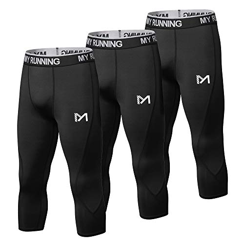 MEETYOO Men's 3/4 Compression Pants Leggings Tights, Cool Dry Sport Workout HeatGear Capri Base Layer - Image 5