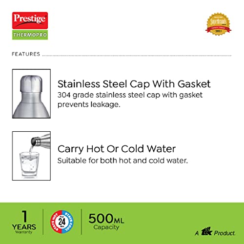 Prestige Thermopro Vacuum PWSL 2 Water Bottle 500ml, Silver - Image 4