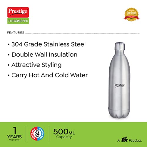 Prestige Thermopro Vacuum PWSL 2 Water Bottle 500ml, Silver - Image 3