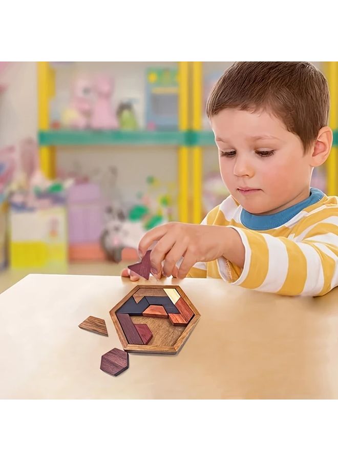 Wooden Octagonal Puzzle Educational Toy 1pc Portable Family Game Halloween Christmas Gift - Image 4