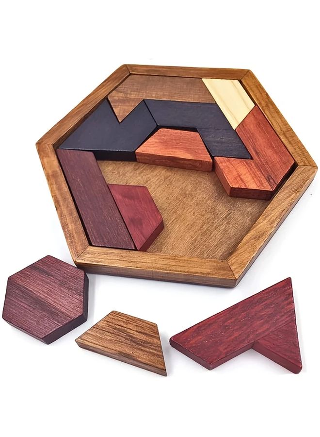 Wooden Octagonal Puzzle Educational Toy 1pc Portable Family Game Halloween Christmas Gift - Image 2