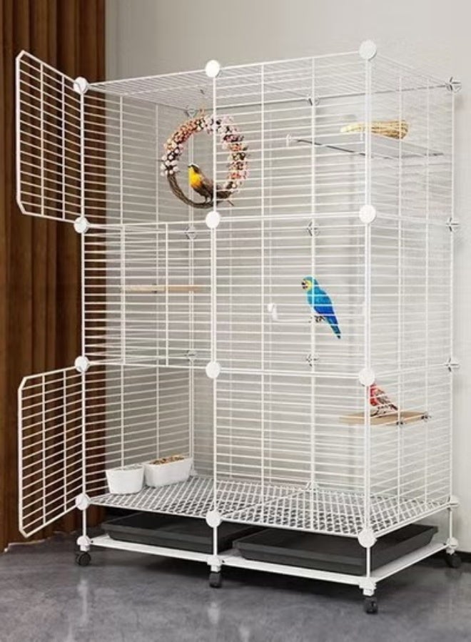 سي آند سي هوم قفص طيور ببغاء كبير - قفص حديدي داخلي وخارجي مزود بعجلات، وصينية قابلة للسحب قابلة للفصل، وهيكل سلكي معدني آمن، وقفص طيران واسع للببغاوات والكوكاتيل والطيور الصغيرة والمتوسطة الحجم 75 × 39 × 128 سم. - Image 1