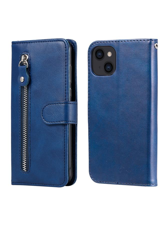 زبون جراب لهاتف iPhone 13 أنيق من جلد العجل بسحاب أفقي مع حامل وفتحات للبطاقات ووظيفة المحفظة - Image 1