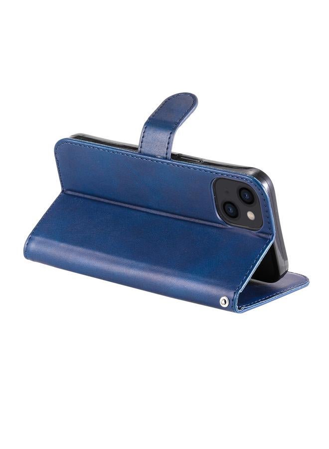 زبون جراب لهاتف iPhone 13 أنيق من جلد العجل بسحاب أفقي مع حامل وفتحات للبطاقات ووظيفة المحفظة - Image 5