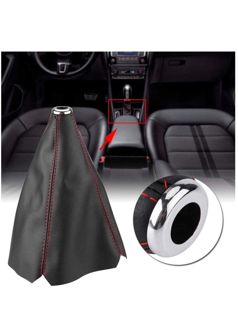 KASTWAVE Gear Shifter Gaiter Boot Adapter Pu Leather Gear Stick Cover Auto Manual Leather Red Stitch Black Shift Cover Gear Stick Dust Cover Shifter Boot - Image 4