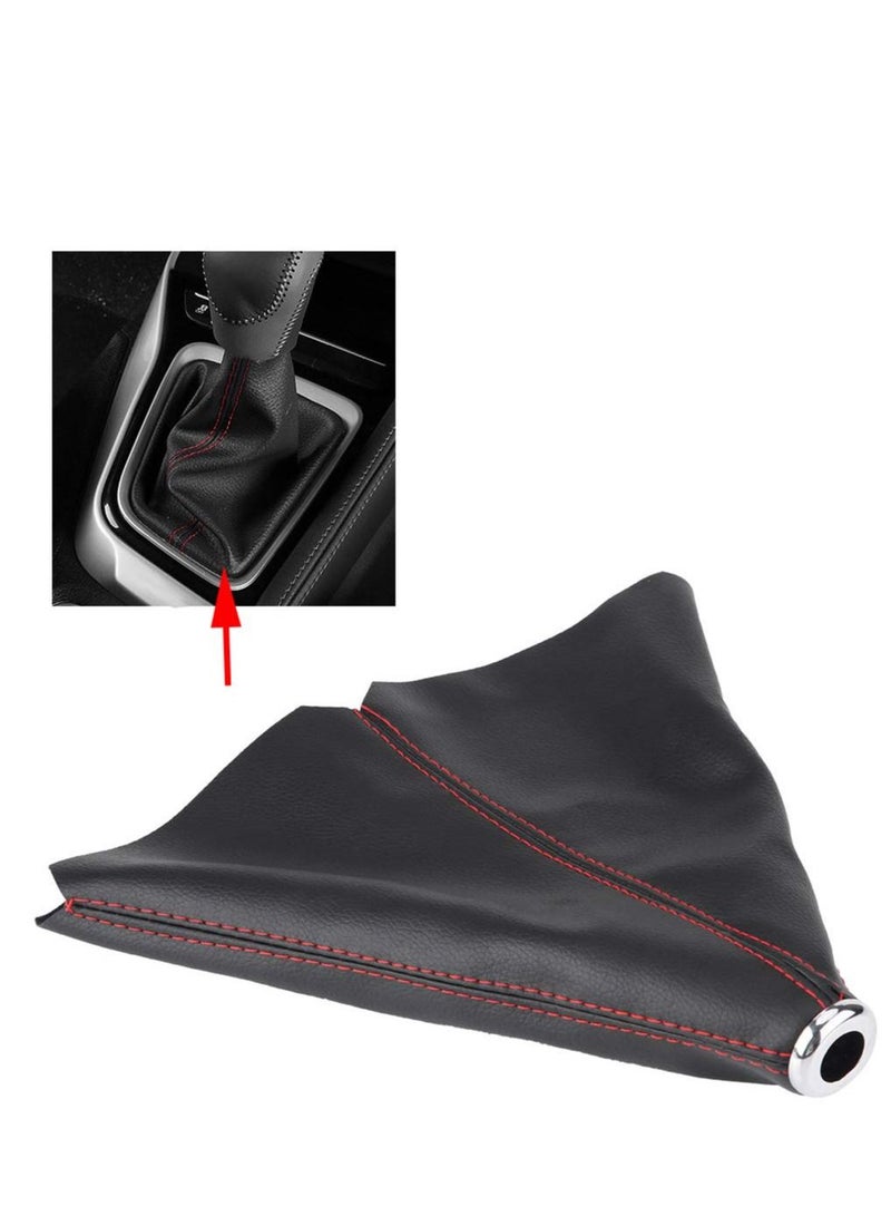 KASTWAVE Gear Shifter Gaiter Boot Adapter Pu Leather Gear Stick Cover Auto Manual Leather Red Stitch Black Shift Cover Gear Stick Dust Cover Shifter Boot - Image 3