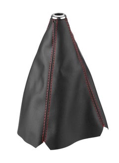 KASTWAVE Gear Shifter Gaiter Boot Adapter Pu Leather Gear Stick Cover Auto Manual Leather Red Stitch Black Shift Cover Gear Stick Dust Cover Shifter Boot  - Image 1